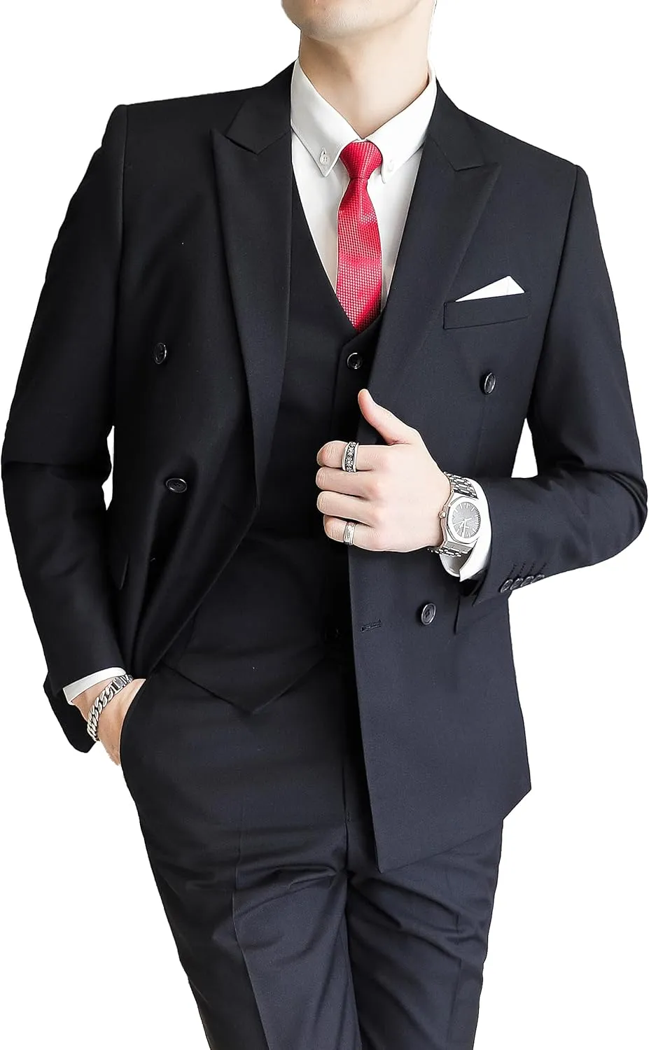 Mens Suit Jacket Double Breasted Blazer Men Slim Fit Casual Prom Wedding Daily Tux Suit Coats Blazer