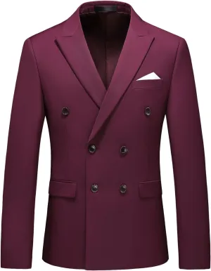Mens Suit Jacket Double Breasted Blazer Men Slim Fit Casual Prom Wedding Daily Tux Suit Coats Blazer
