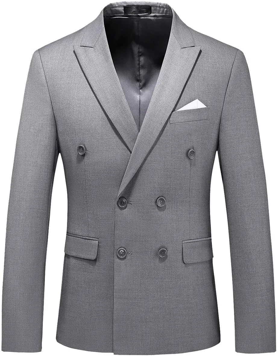 Mens Suit Jacket Double Breasted Blazer Men Slim Fit Casual Prom Wedding Daily Tux Suit Coats Blazer