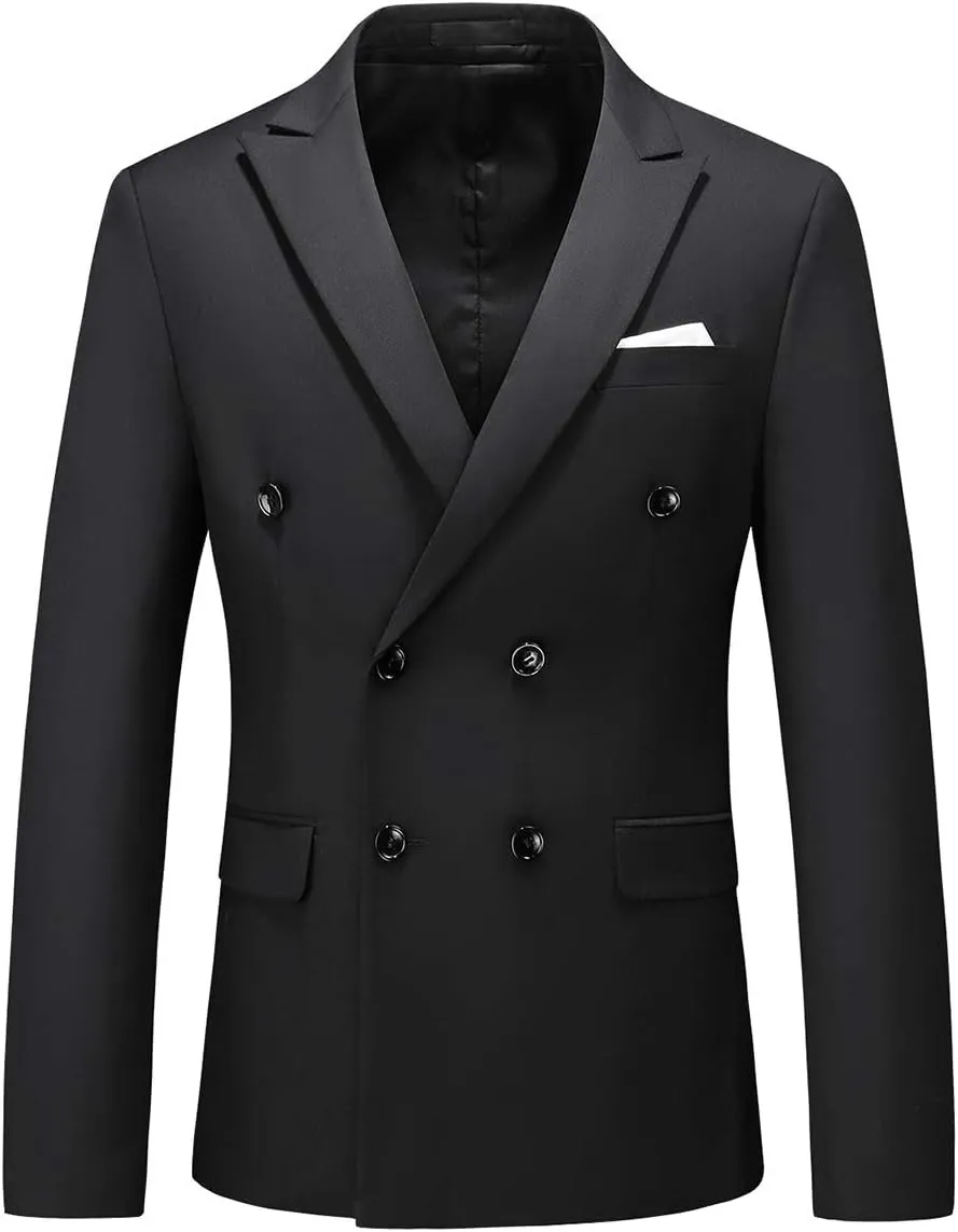 Mens Suit Jacket Double Breasted Blazer Men Slim Fit Casual Prom Wedding Daily Tux Suit Coats Blazer