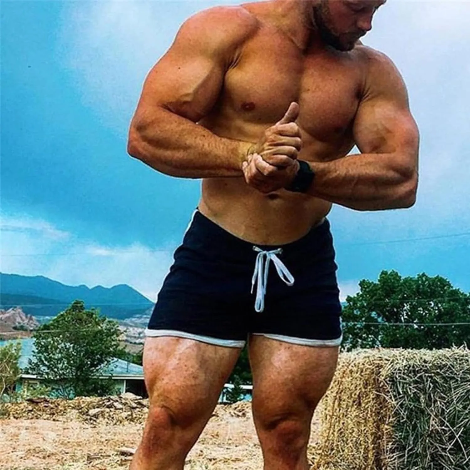 Mens Swim Trunks Quick Dry Summer Beach Swimwear Beach Boxer Shorts Drawstring Swimming Water Shorts Causal Gym Workout Short