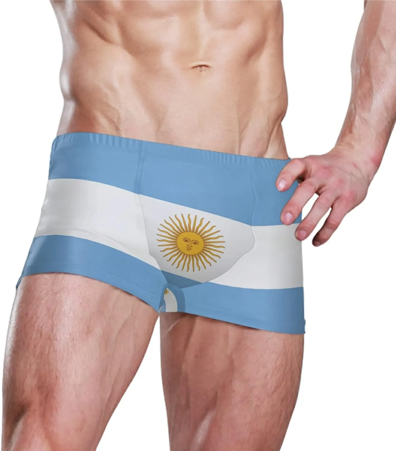 Mens Swimming Boxer Briefs American Flag Quick Dry Athletic Swimsuit