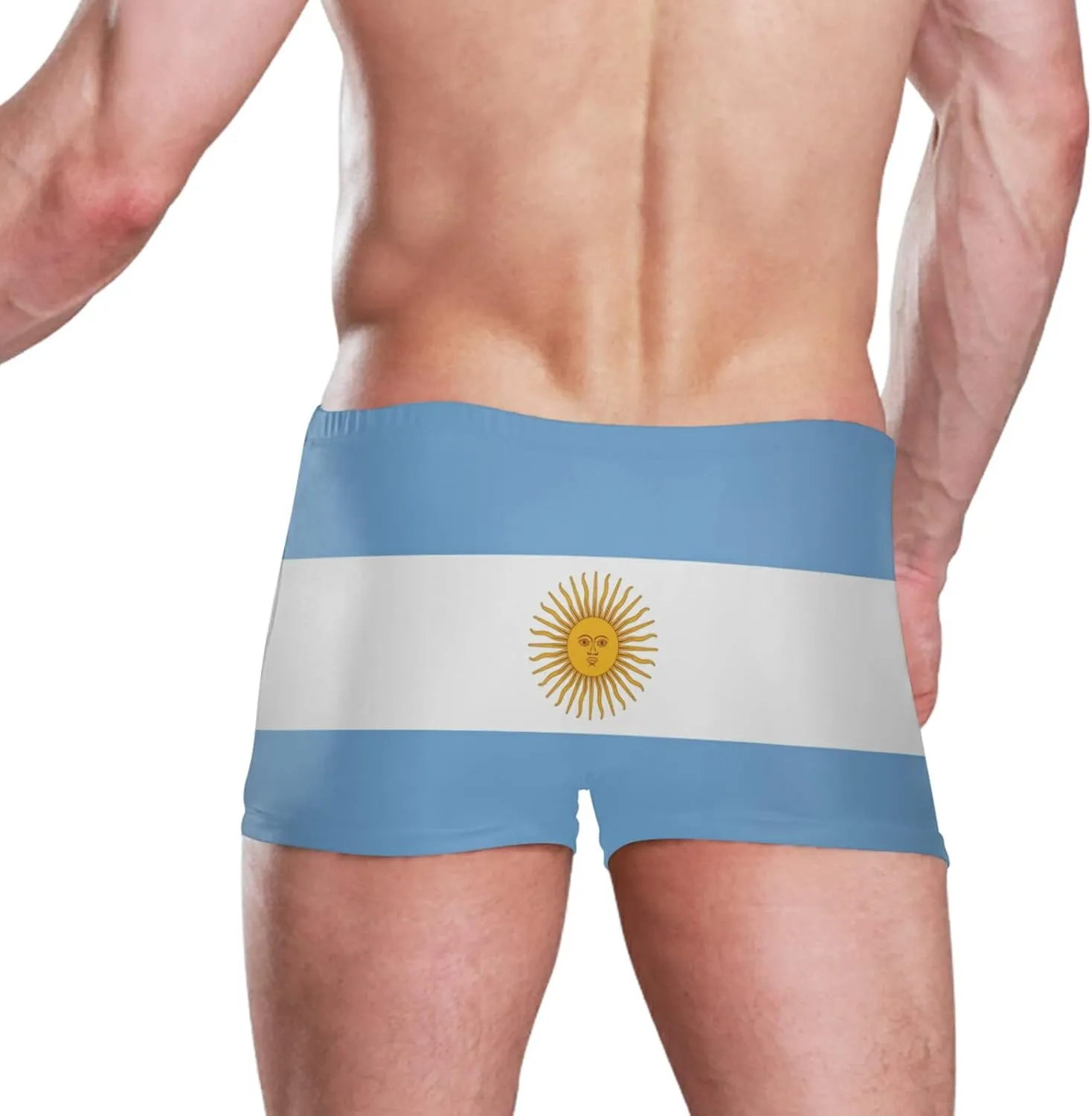 Mens Swimming Boxer Briefs American Flag Quick Dry Athletic Swimsuit