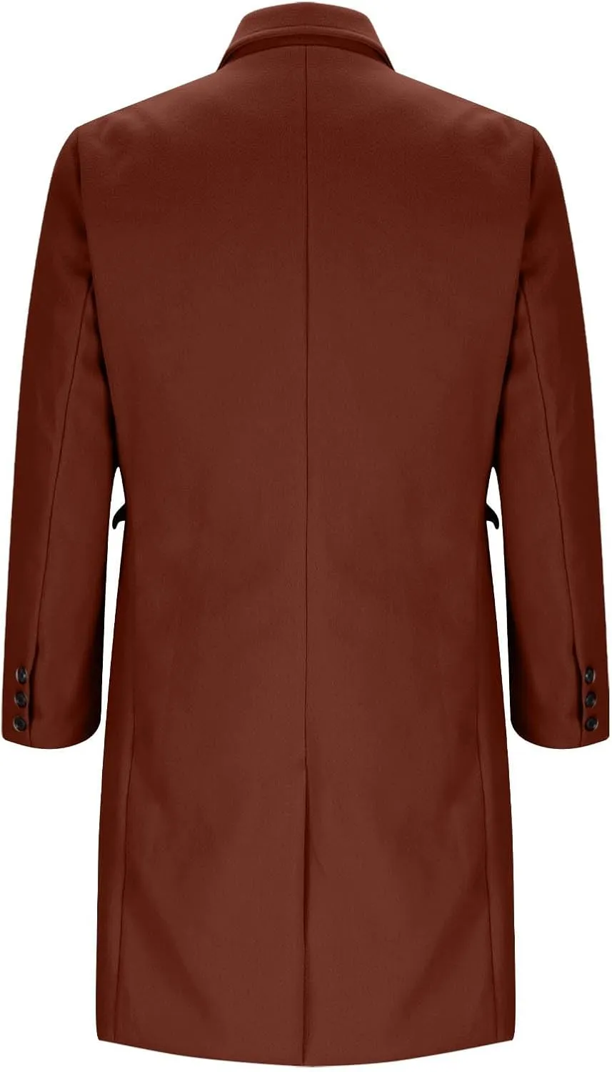 Men's Trench Coat Fashion Single Breasted Notched Lapel Long Sleeves Overcoat Mid-Length Windbreaker Jackets