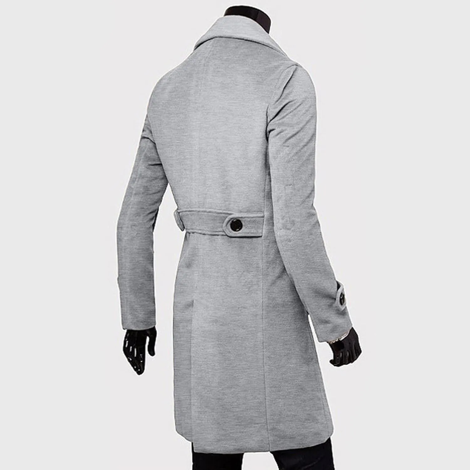Men's Trench Coat Slim fit Double Breasted Notch Lapel Windbreaker Long Jacket Casual Winter Overcoat Pea Coat