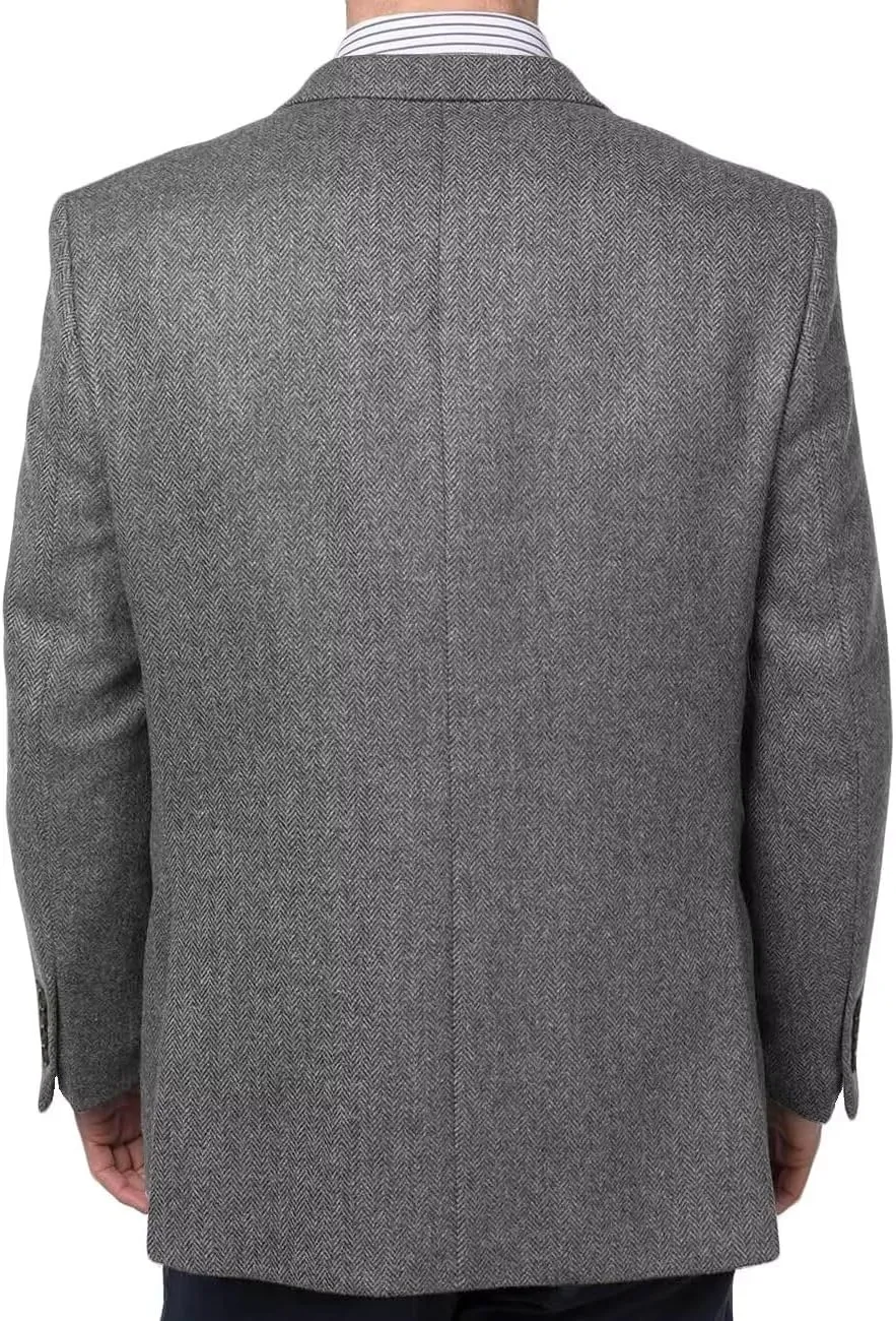 Men's Tweed Blazer Jacket 2 Button Lightweight Herringbone Casual Sport Coat Wedding Groomsmen Prom Jackets