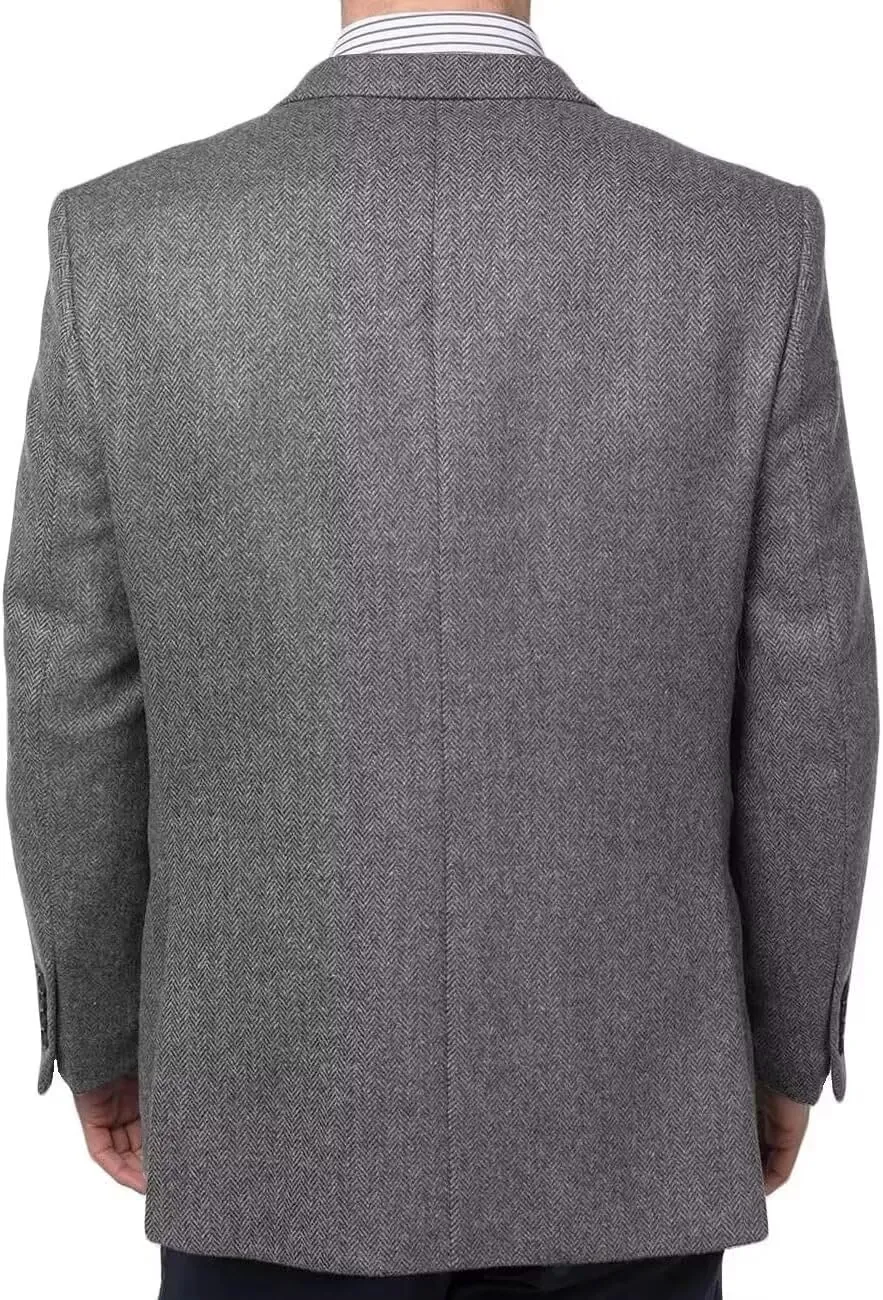 Men's Tweed Blazer Jacket 2 Button Lightweight Herringbone Casual Sport Coat Wedding Groomsmen Prom Jackets