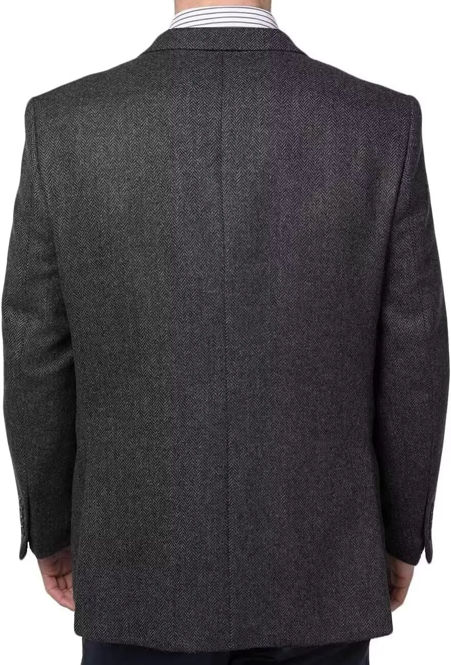 Men's Tweed Blazer Jacket 2 Button Lightweight Herringbone Casual Sport Coat Wedding Groomsmen Prom Jackets