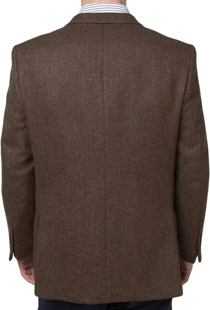 Men's Tweed Blazer Jacket 2 Button Lightweight Herringbone Casual Sport Coat Wedding Groomsmen Prom Jackets