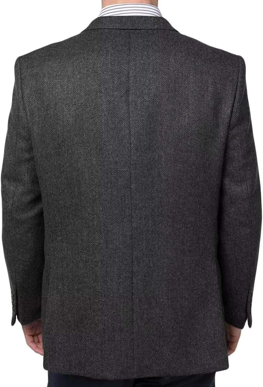 Men's Tweed Blazer Jacket 2 Button Lightweight Herringbone Casual Sport Coat Wedding Groomsmen Prom Jackets