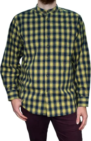 Mens Vintage Style Grandfather Shirt Cotton