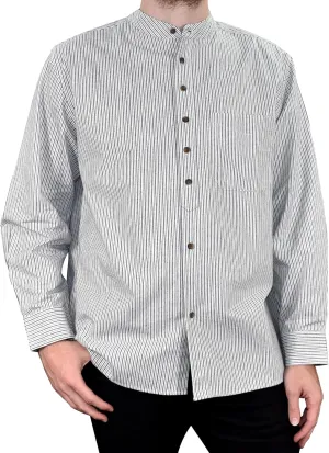 Mens Vintage Style Grandfather Shirt Cotton