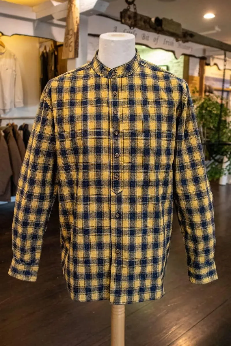 Mens Vintage Style Grandfather Shirt Cotton
