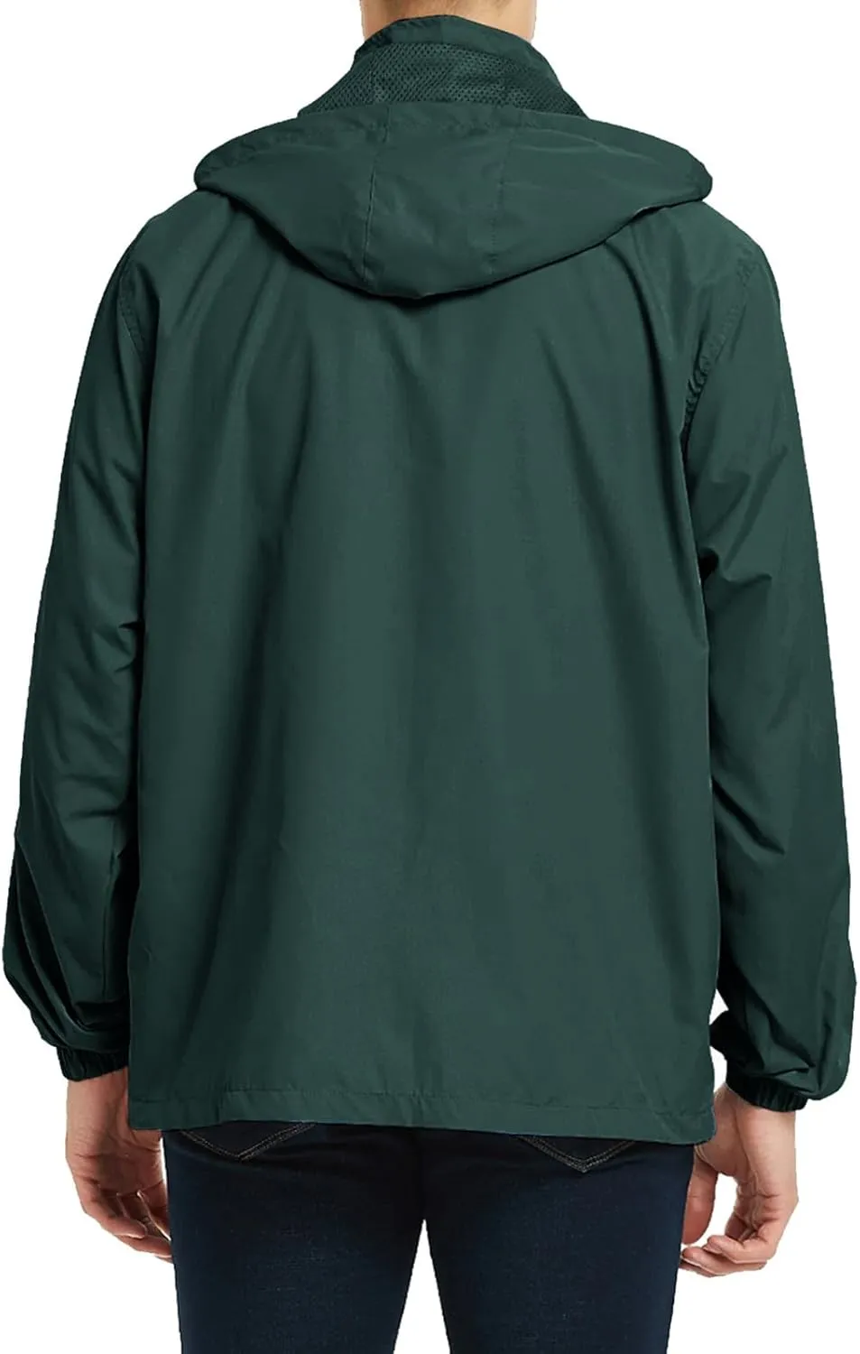 Men's Windbreaker Jacket Outdoor Soft Shell Jackets Lightweight Windproof Waterproof Rain Coat with Removable Hood