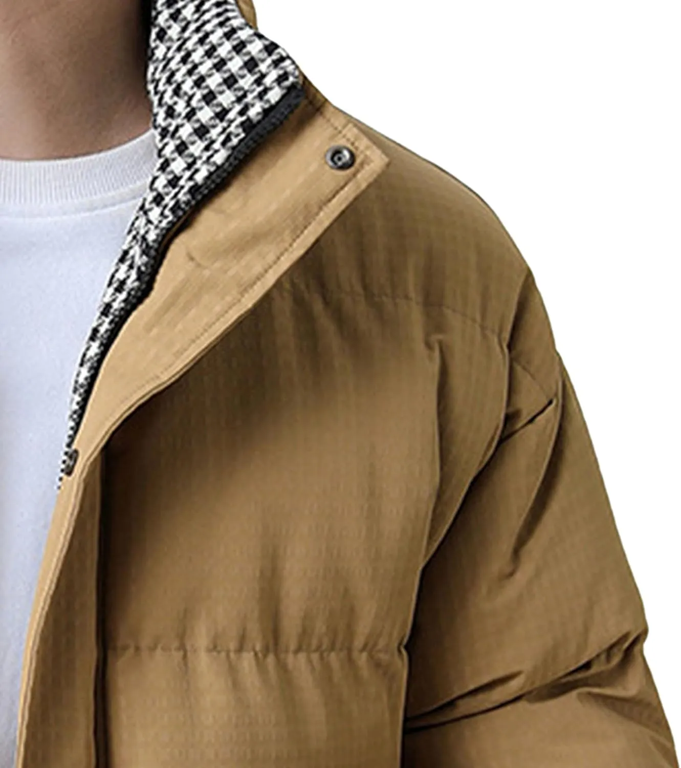 Men's Windproof Winter Puffer Coats Casual Stand Collar Cotton Outwear Full Zipper Bread Winter Padded Jacket