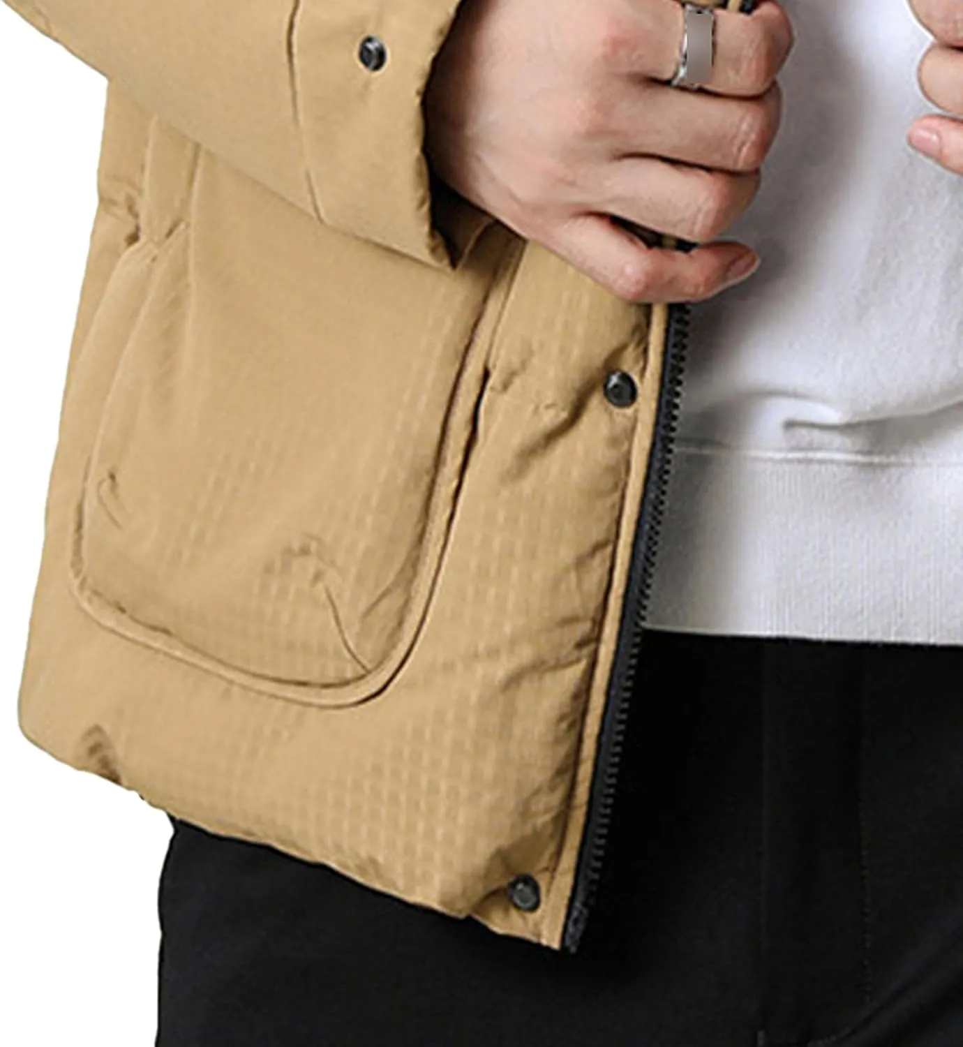 Men's Windproof Winter Puffer Coats Casual Stand Collar Cotton Outwear Full Zipper Bread Winter Padded Jacket