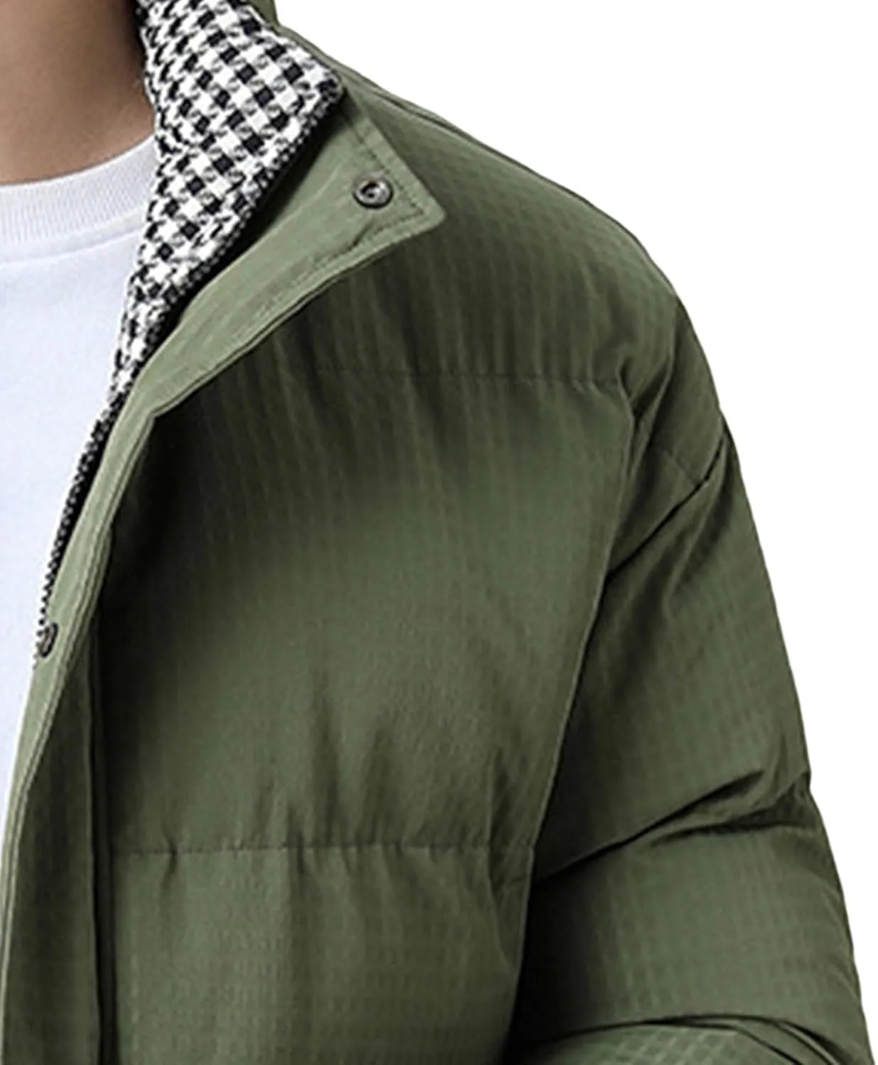 Men's Windproof Winter Puffer Coats Casual Stand Collar Cotton Outwear Full Zipper Bread Winter Padded Jacket