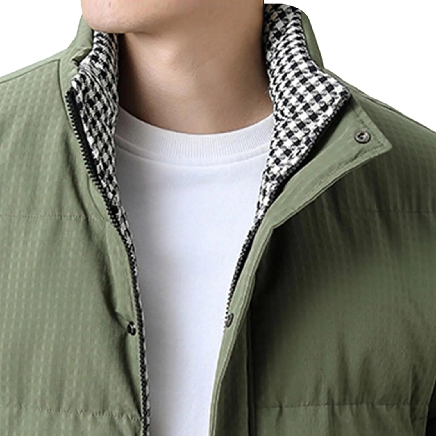 Men's Windproof Winter Puffer Coats Casual Stand Collar Cotton Outwear Full Zipper Bread Winter Padded Jacket