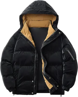 Mens Winter Thicken Down Jacket Sherpa Warm Cotton Puffer Men Coats Lightweight Mountain Lined Padded Coat