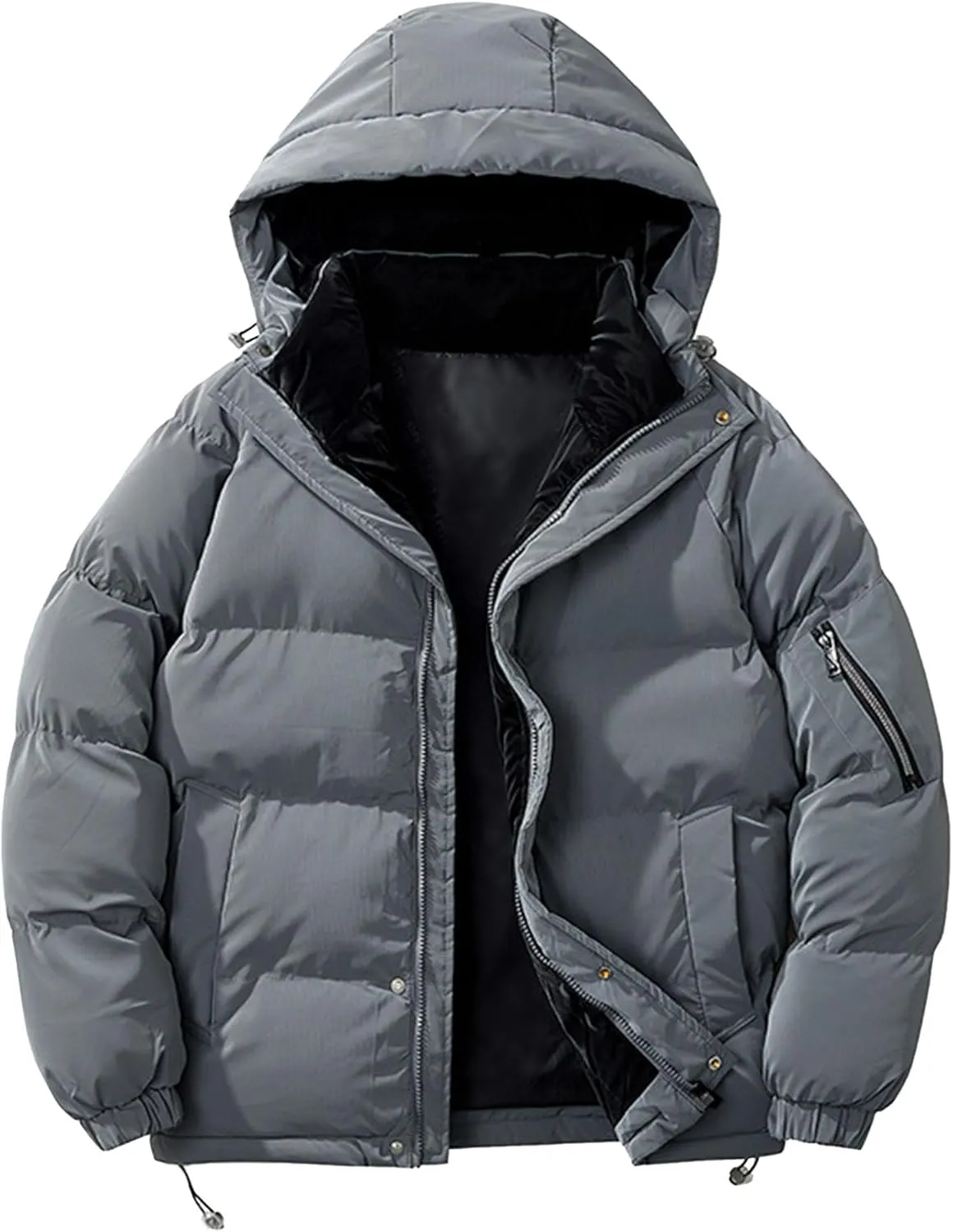 Mens Winter Thicken Down Jacket Sherpa Warm Cotton Puffer Men Coats Lightweight Mountain Lined Padded Coat