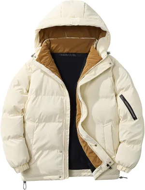 Mens Winter Thicken Down Jacket Sherpa Warm Cotton Puffer Men Coats Lightweight Mountain Lined Padded Coat