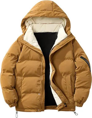 Mens Winter Thicken Down Jacket Sherpa Warm Cotton Puffer Men Coats Lightweight Mountain Lined Padded Coat