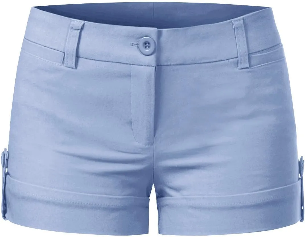 MixMatchy Women's Casual Body Enhancing Comfort Cuffed Shorts with Pockets
