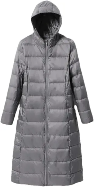Mnjyihy Women Long Down Jacket Lightweight Packable Quilted Slim Fit Hooded Down Coat Casual Puffer Jackets