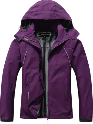 MOERDENG Women's Waterproof Rain Jacket Outdoor Lightweight Hooded Raincoat for Hiking Travel