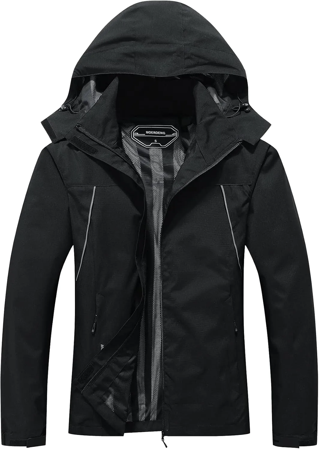 MOERDENG Women's Waterproof Rain Jacket Outdoor Lightweight Hooded Raincoat for Hiking Travel