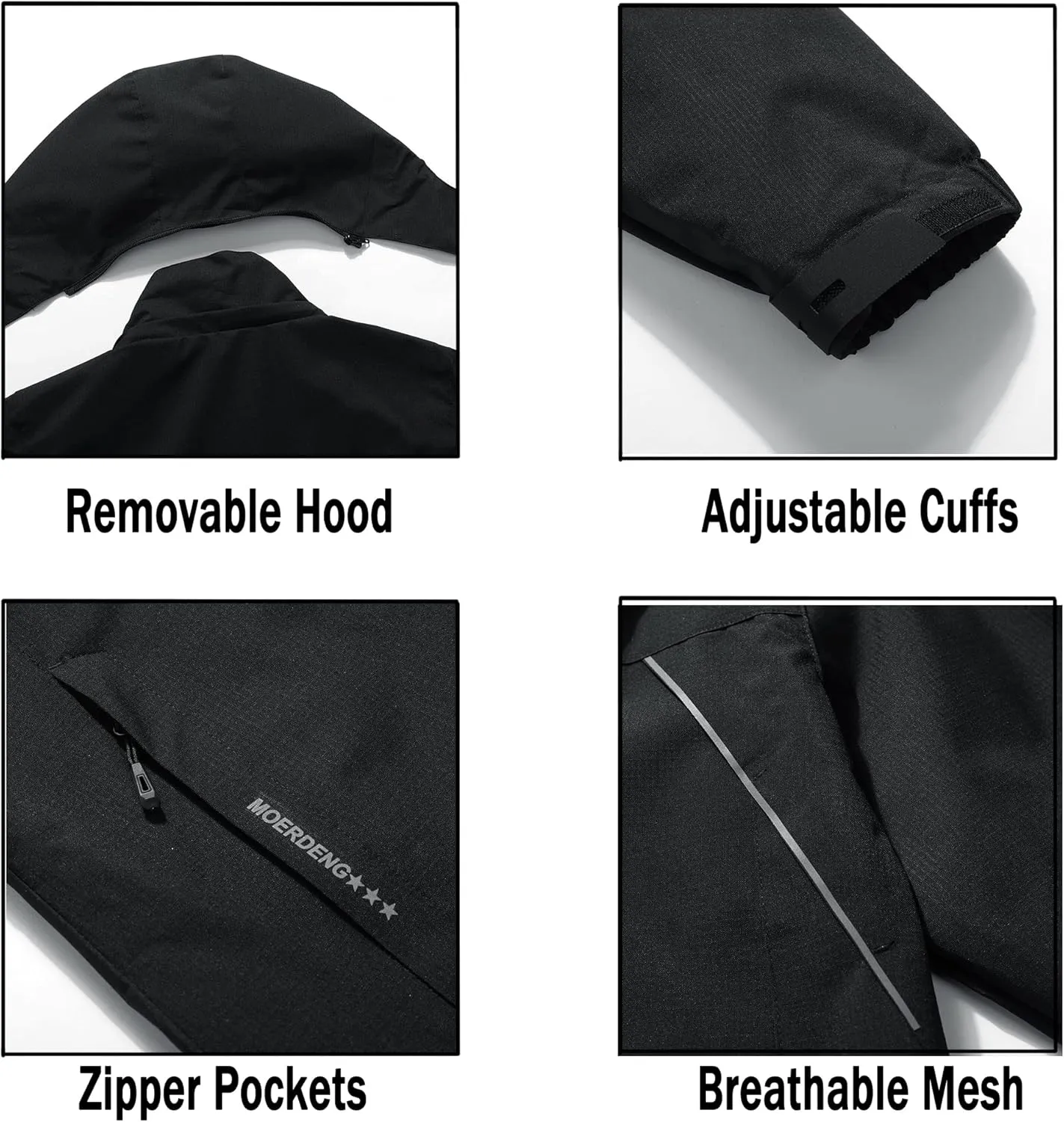 MOERDENG Women's Waterproof Rain Jacket Outdoor Lightweight Hooded Raincoat for Hiking Travel
