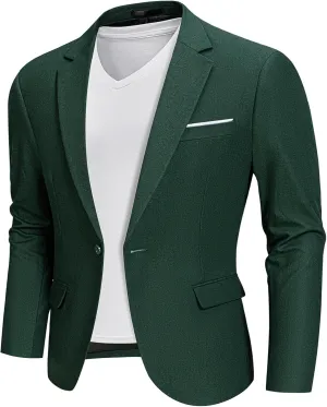 MrSure Mens Linen Blazer, Lightweight Casual Sport Coats, Solid Slim Fit Suit Jacket for Daily