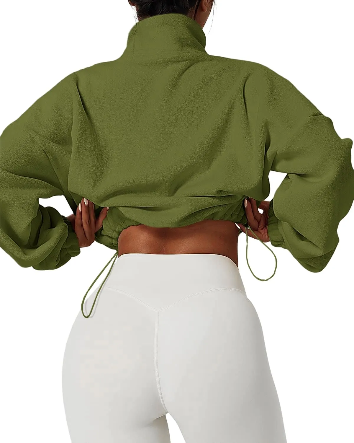 Muchpow Women's Casual Sweatshirts Fall Half Zip Up Hoodies Fleece Long Sleeve Crop Sherpa Fall Outfits 2023