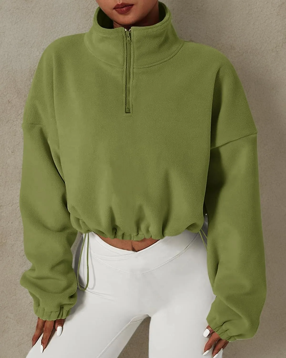 Muchpow Women's Casual Sweatshirts Fall Half Zip Up Hoodies Fleece Long Sleeve Crop Sherpa Fall Outfits 2023