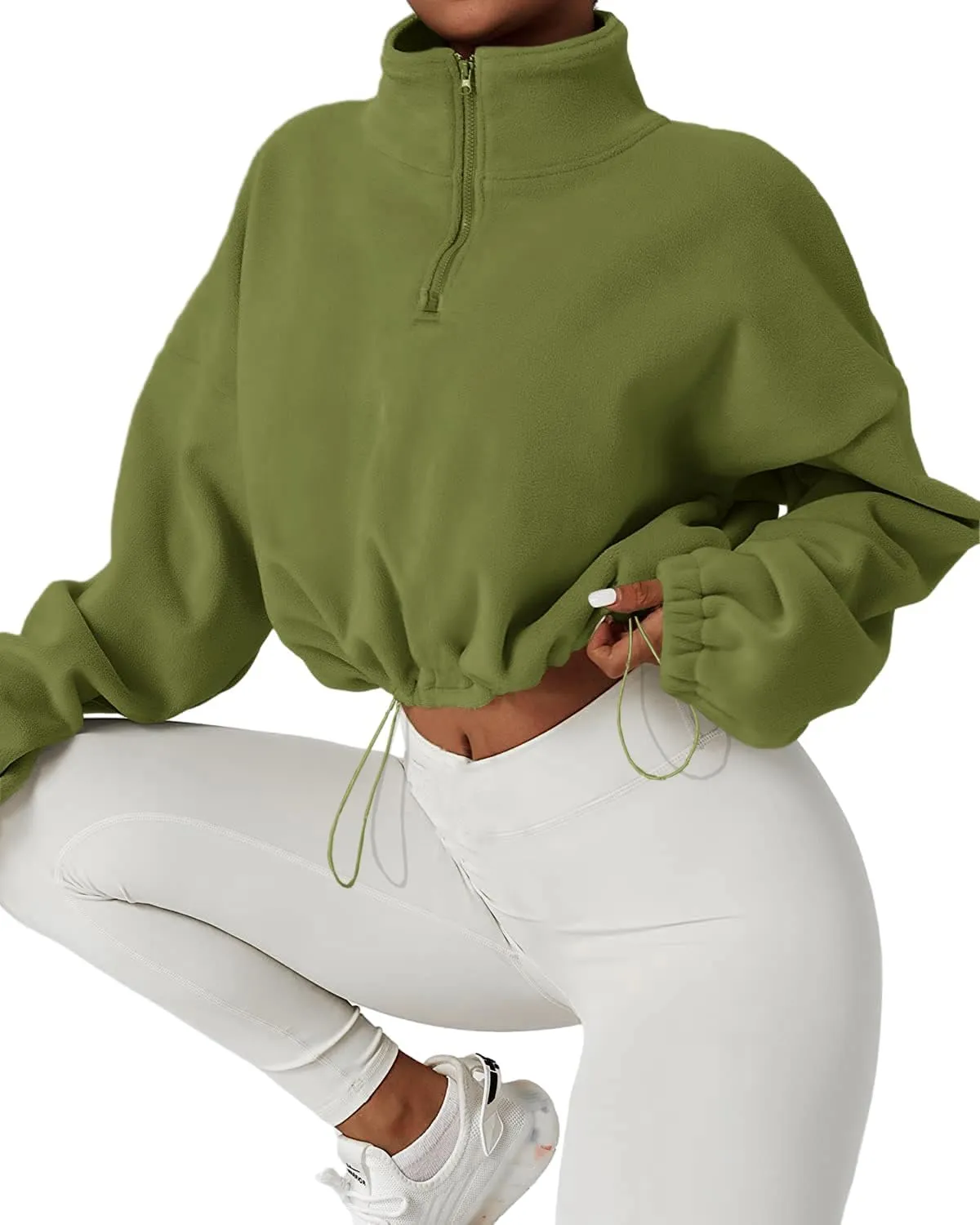 Muchpow Women's Casual Sweatshirts Fall Half Zip Up Hoodies Fleece Long Sleeve Crop Sherpa Fall Outfits 2023