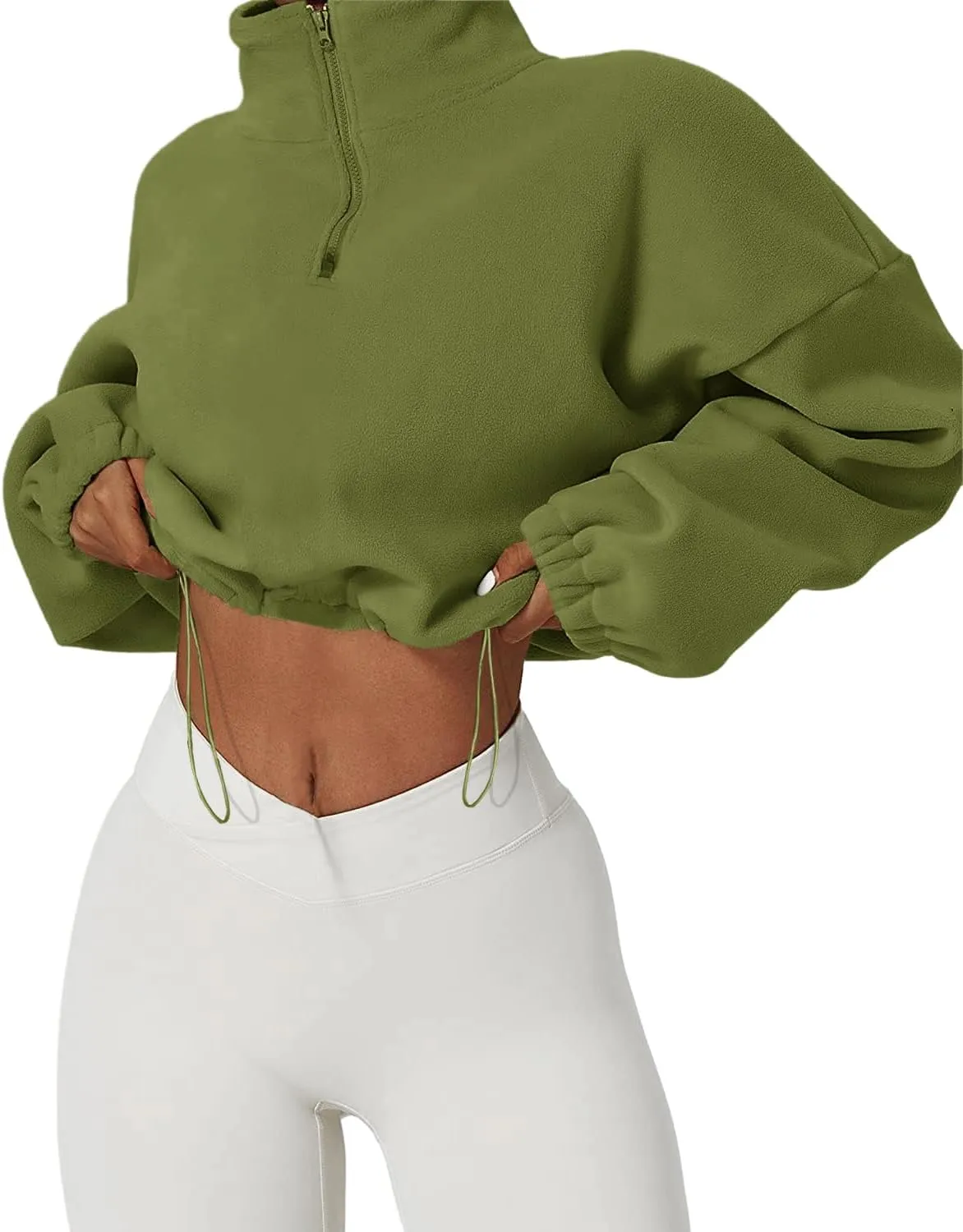 Muchpow Women's Casual Sweatshirts Fall Half Zip Up Hoodies Fleece Long Sleeve Crop Sherpa Fall Outfits 2023