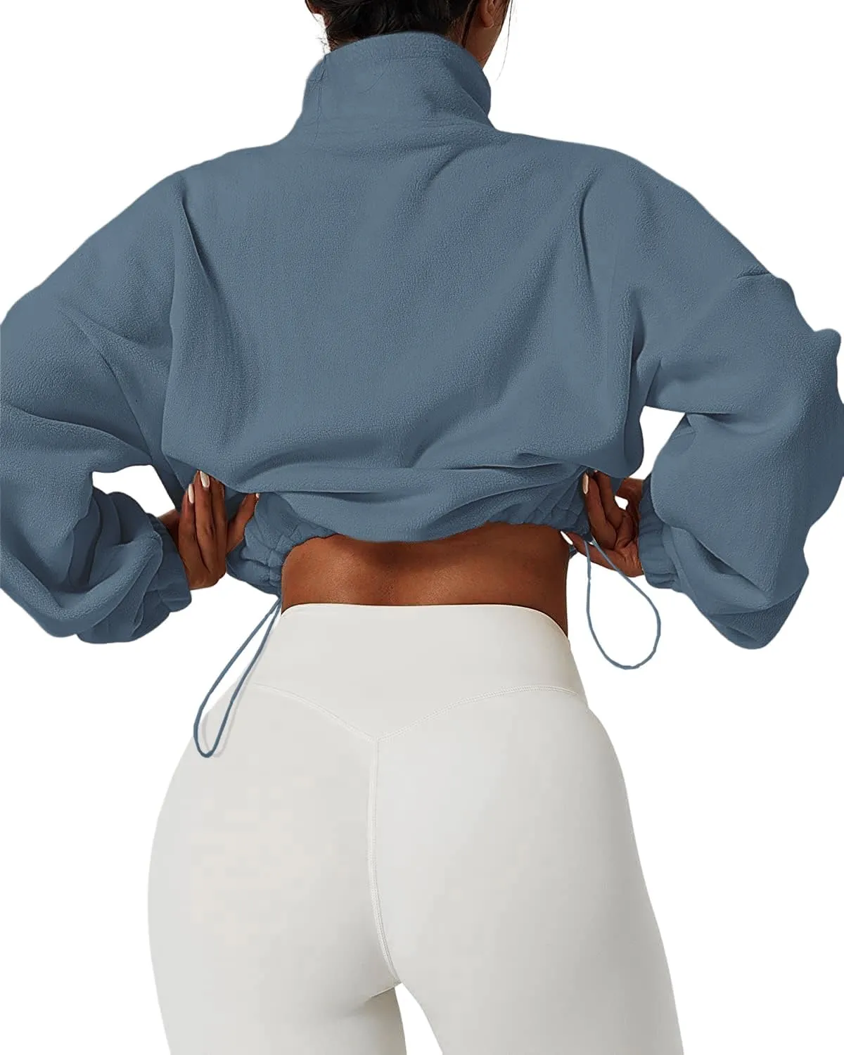 Muchpow Women's Casual Sweatshirts Fall Half Zip Up Hoodies Fleece Long Sleeve Crop Sherpa Fall Outfits 2023
