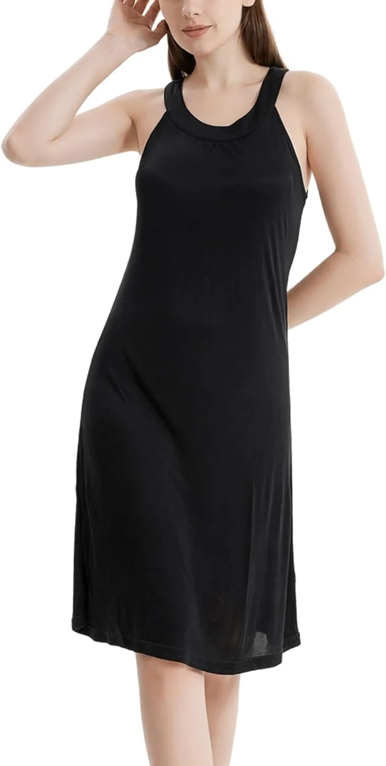 Mulberry Silk Nightgown Womens Elegant Halter Neck Nightdress Sleeveless Sleepwear Tank Pajamas Dress Night Shirt