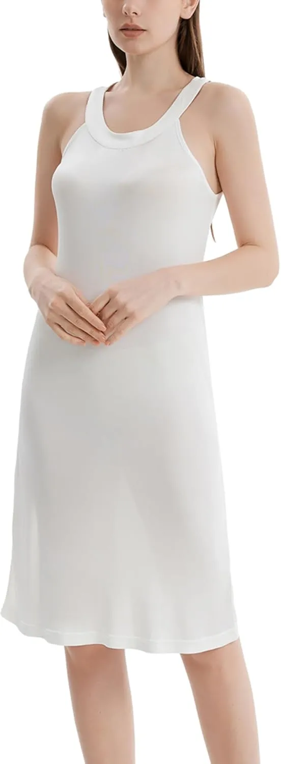 Mulberry Silk Nightgown Womens Elegant Halter Neck Nightdress Sleeveless Sleepwear Tank Pajamas Dress Night Shirt
