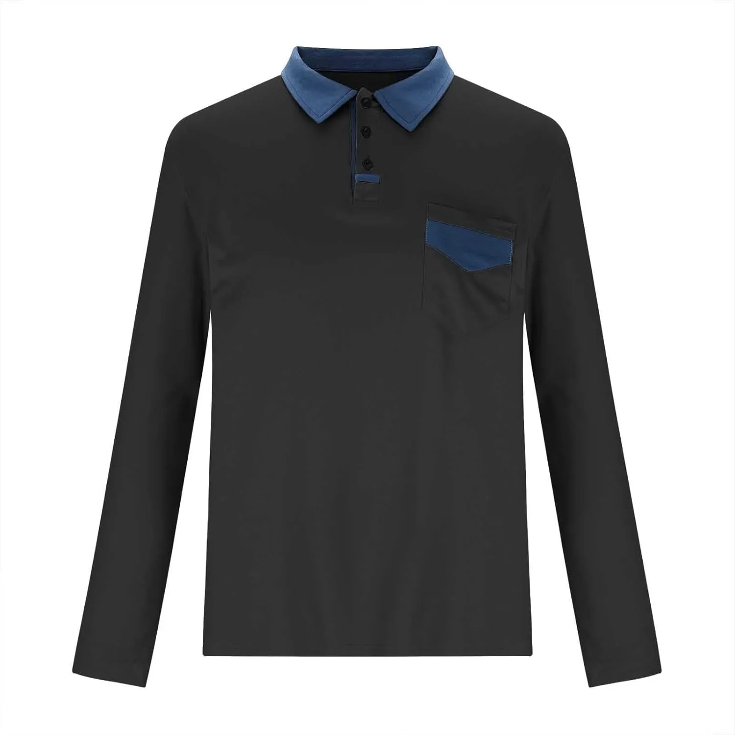 Muscularfit Mens Long Sleeve Polo Shirts Casual Loose Button Down Shirt Big and Tall Gym Workout Tee Top Lightweight Pullover