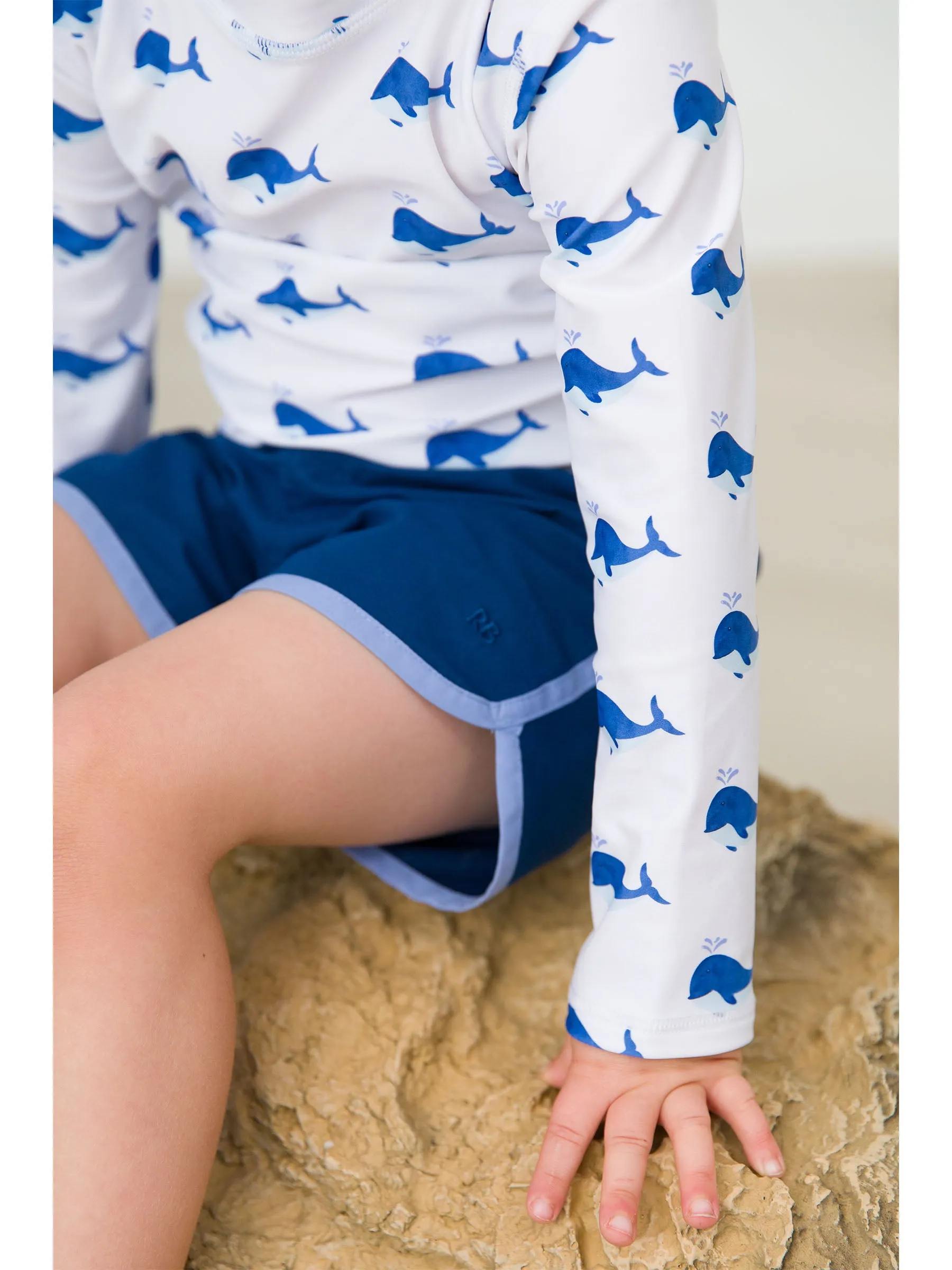 Navy Dolphin Hem Swim Trunk