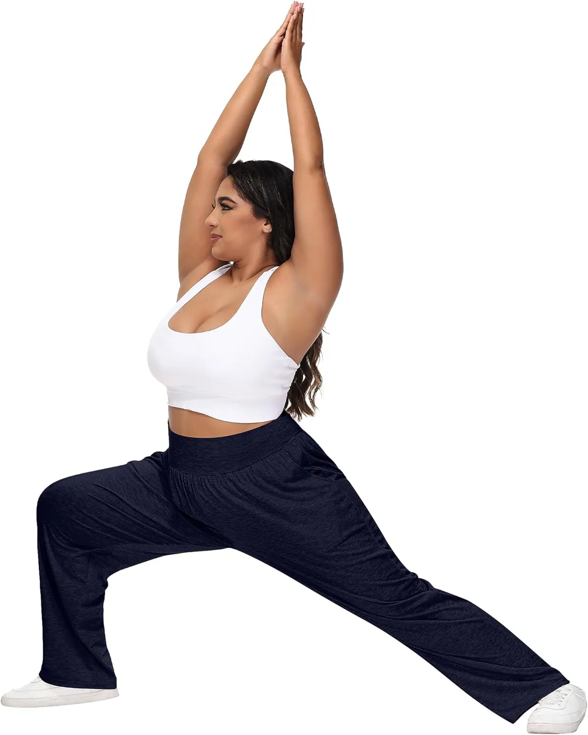 Neer 3 Pack Women Plus Size Wide Leg Yoga Pants High Waist Sweatpants Plus Size Palazzo Pants Lounge with Pockets