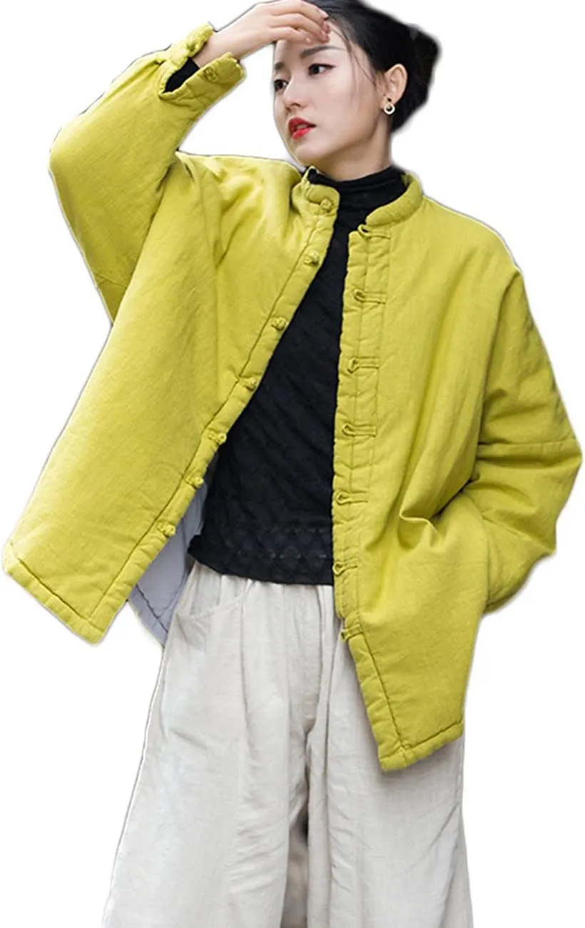 NFYM Women Quilted Jackets Long Sleeve Button Down Lightweight Casual Loose Warm Padded Winter Coat