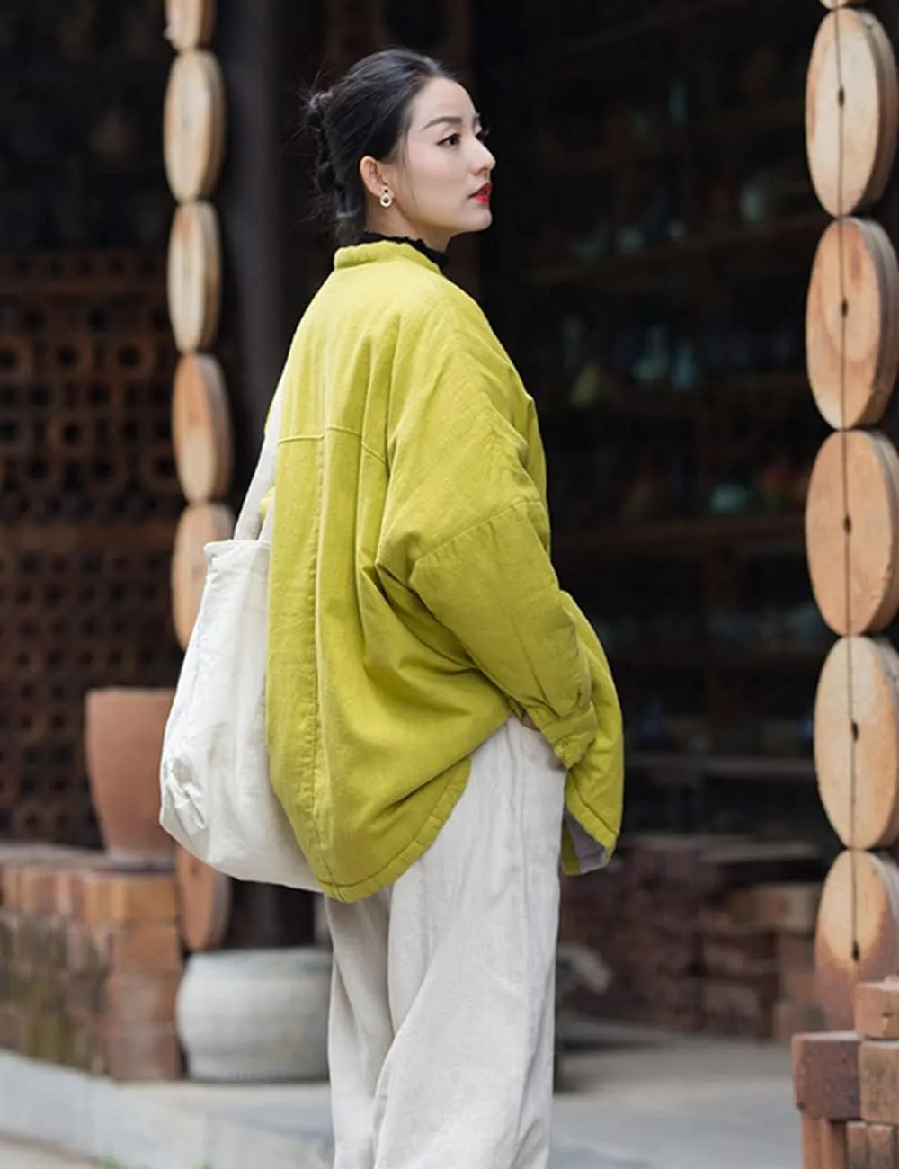 NFYM Women Quilted Jackets Long Sleeve Button Down Lightweight Casual Loose Warm Padded Winter Coat
