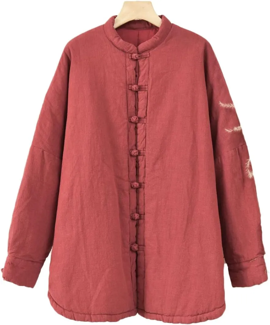 NFYM Women Quilted Jackets Long Sleeve Button Down Lightweight Casual Loose Warm Padded Winter Coat