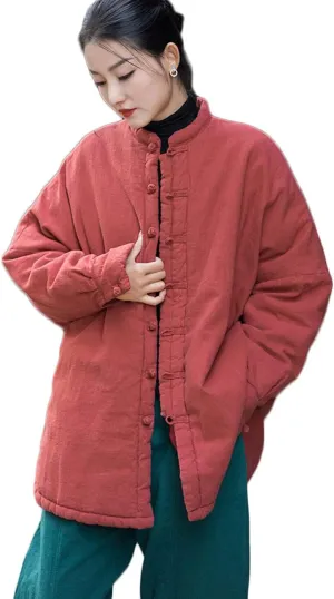NFYM Women Quilted Jackets Long Sleeve Button Down Lightweight Casual Loose Warm Padded Winter Coat