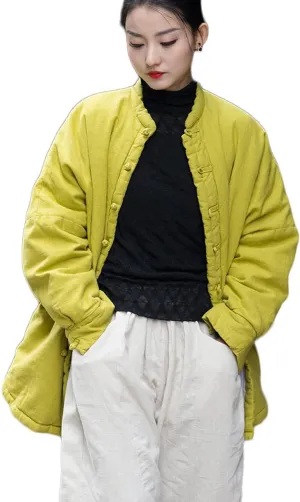 NFYM Women Quilted Jackets Long Sleeve Button Down Lightweight Casual Loose Warm Padded Winter Coat