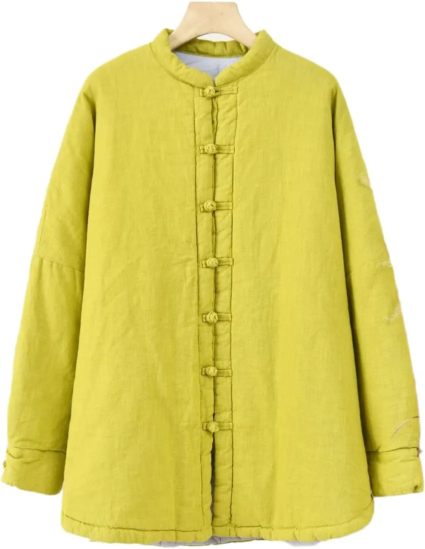 NFYM Women Quilted Jackets Long Sleeve Button Down Lightweight Casual Loose Warm Padded Winter Coat