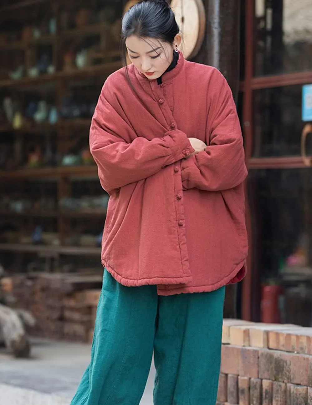 NFYM Women Quilted Jackets Long Sleeve Button Down Lightweight Casual Loose Warm Padded Winter Coat