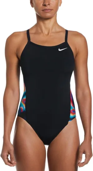 Nike Women's HydraStrong Multi Print Racerback One Piece Swimsuit Black, 26